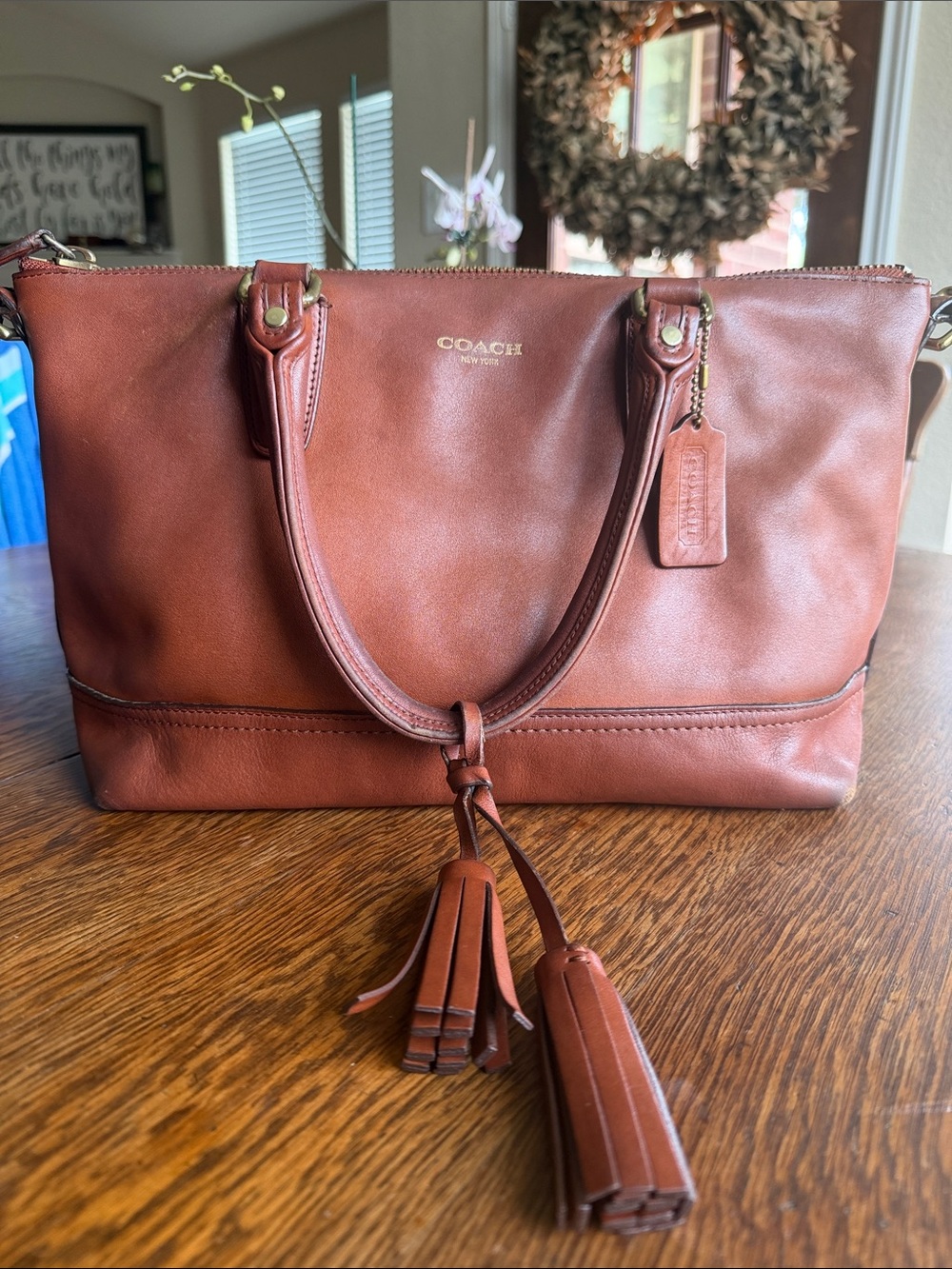 COACH Vintage Legacy Leather Molly E/W Satchel Caramel Brown 21132